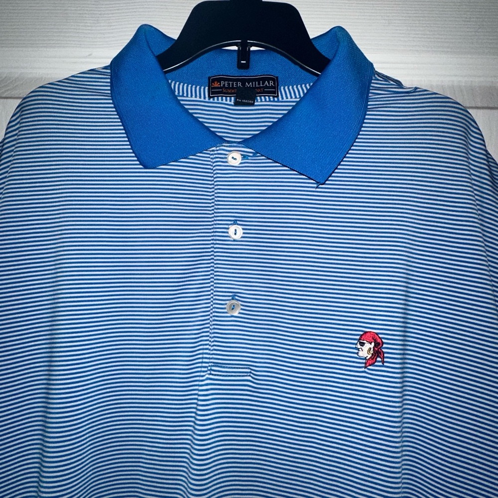 Peter Millar Polo Size Large Summer Comfort Pirate Accent